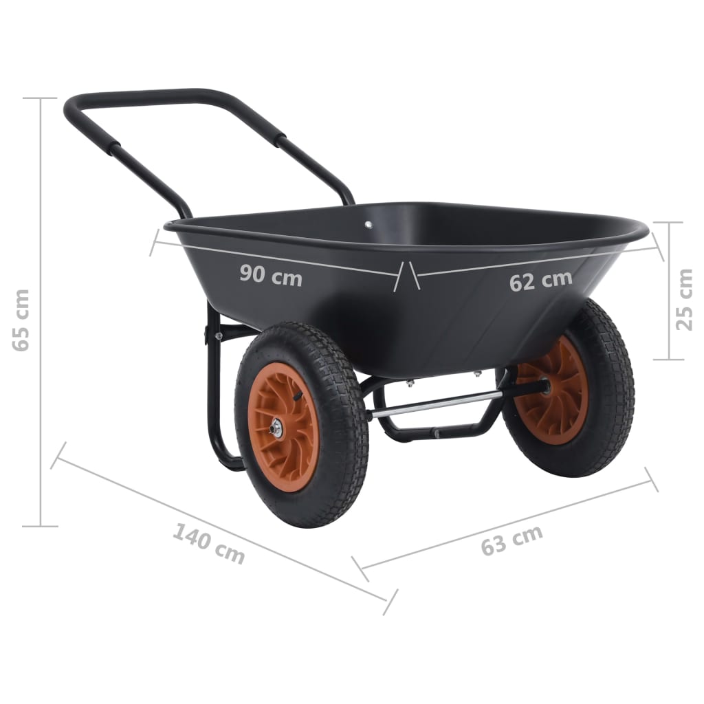 Carretilla negra y naranja 78 L 100 kg
