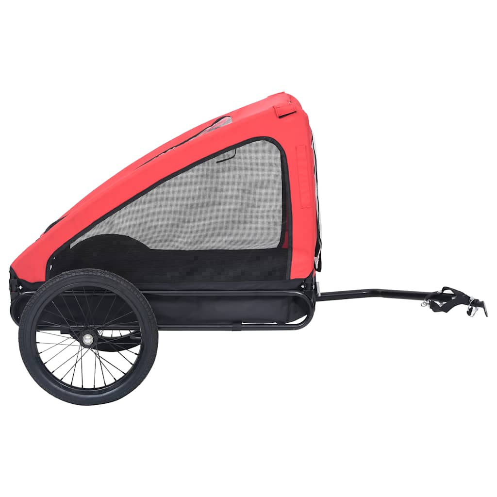 Remolque de bicicleta para mascotas rojo y negro