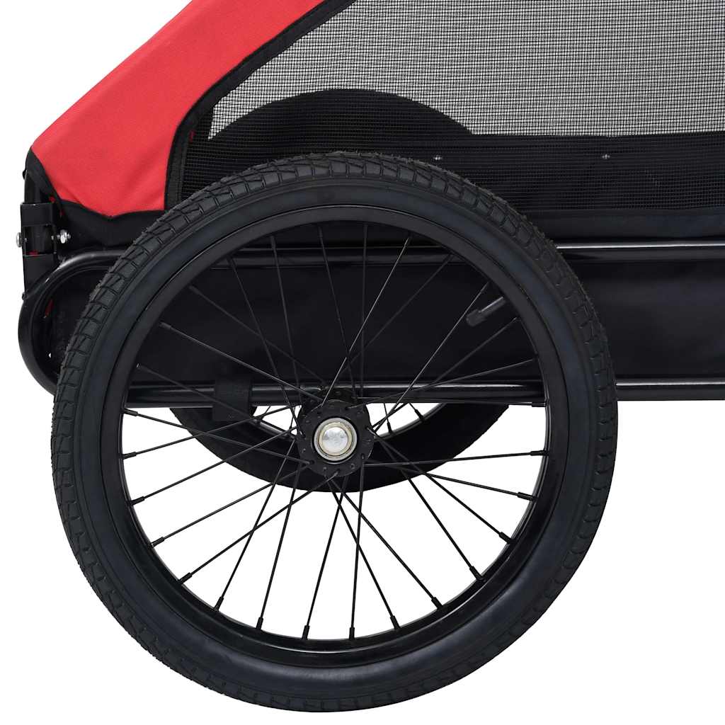 Remolque de bicicleta para mascotas rojo y negro