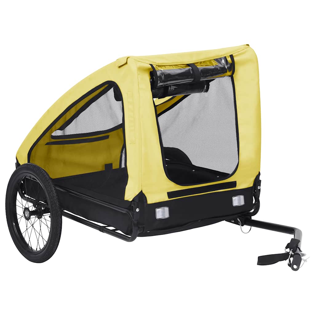 Remolque de bicicleta para mascotas amarillo y negro