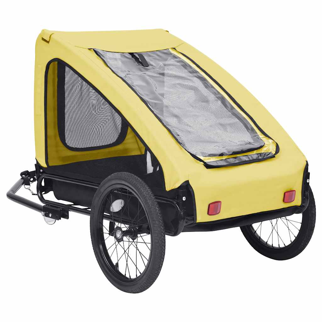 Remolque de bicicleta para mascotas amarillo y negro