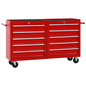 Tool cart with 10 drawers, black steel