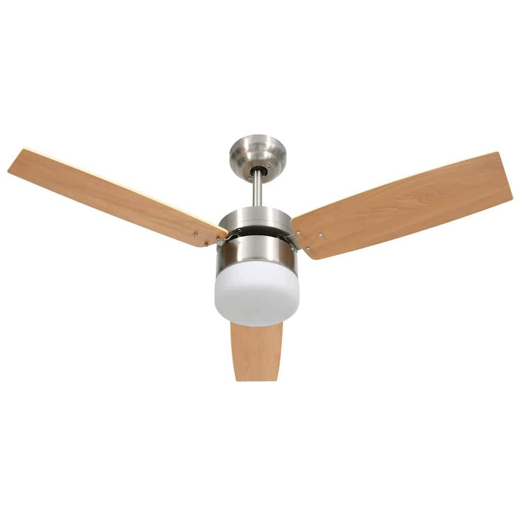 Ventilador de techo con luz con mando marrón claro 108 cm