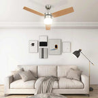 Ventilador de techo con luz con mando marrón claro 108 cm