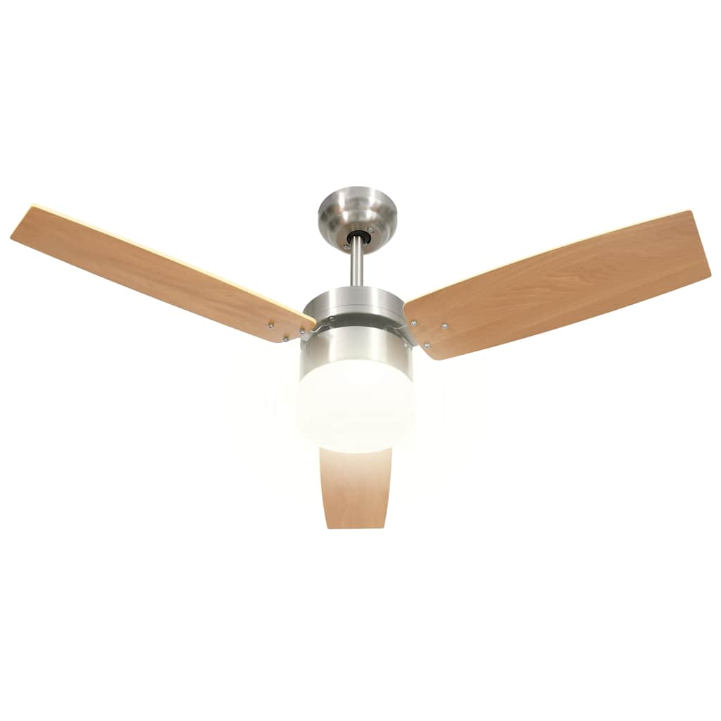 Ventilador de techo con luz con mando marrón claro 108 cm