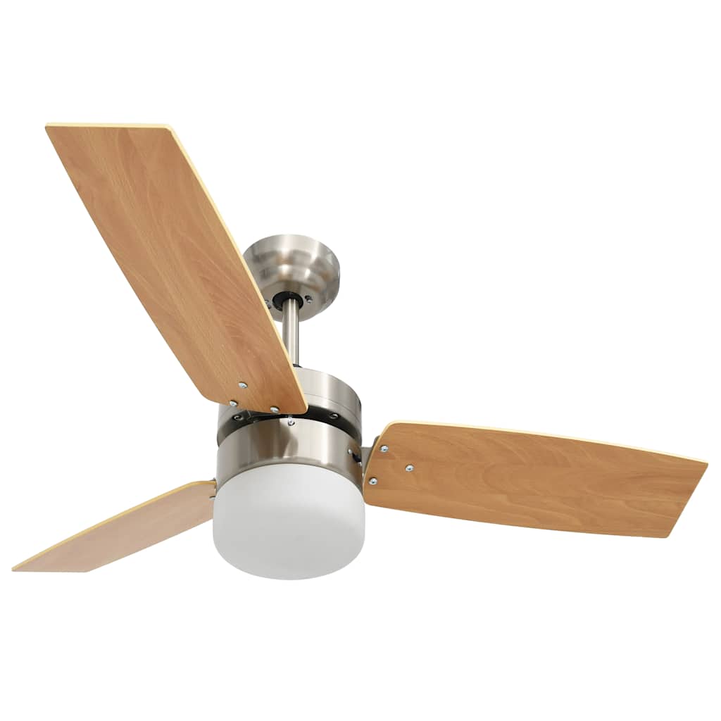 Ventilador de techo con luz con mando marrón claro 108 cm