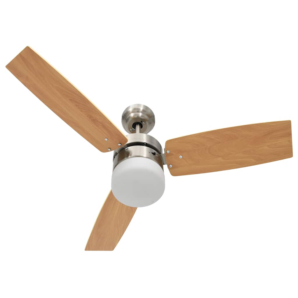 Ventilador de techo con luz con mando marrón claro 108 cm