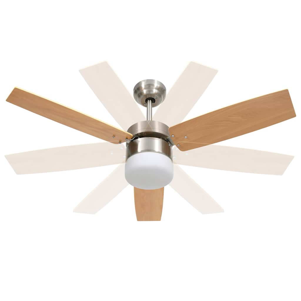 Ventilador de techo con luz con mando marrón claro 108 cm