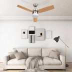Ventilador de techo con luz con mando marrón claro 108 cm