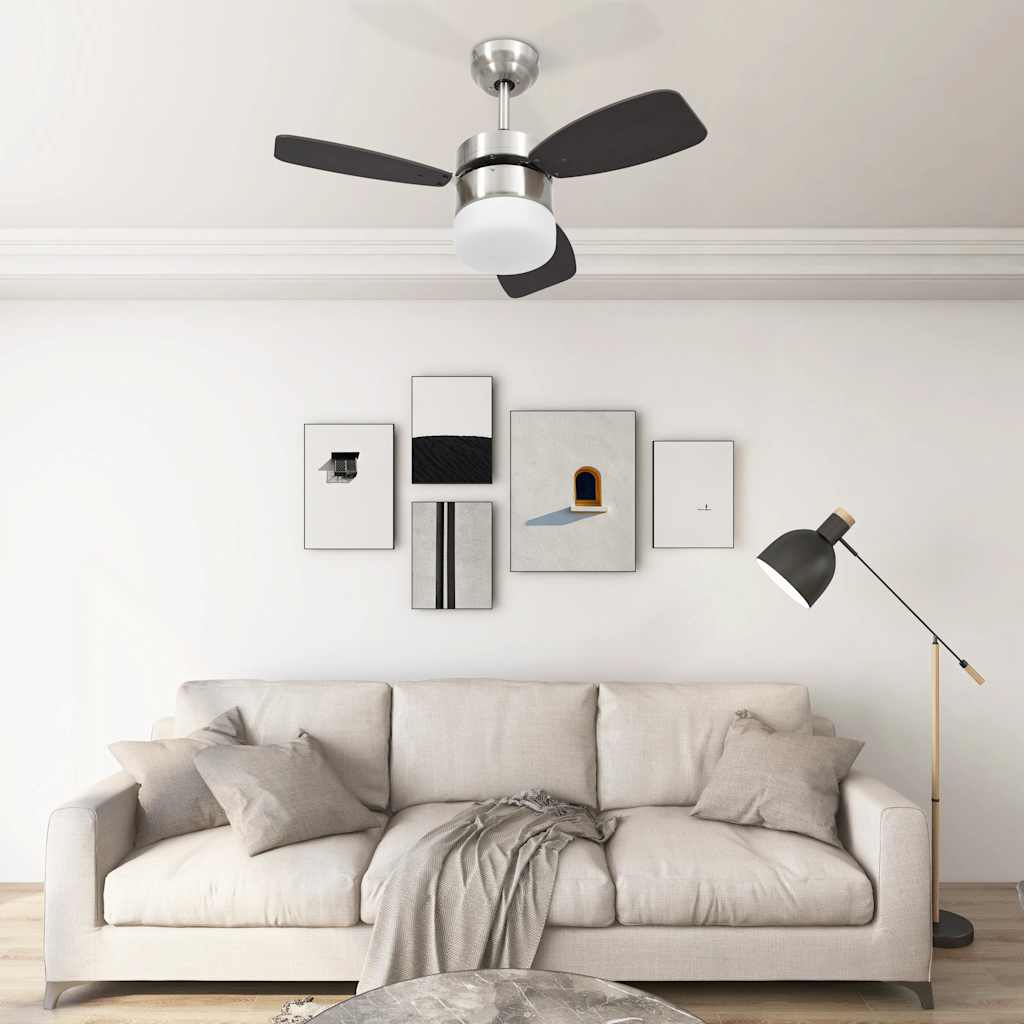 Ventilador de techo con luz con mando marrón claro 108 cm