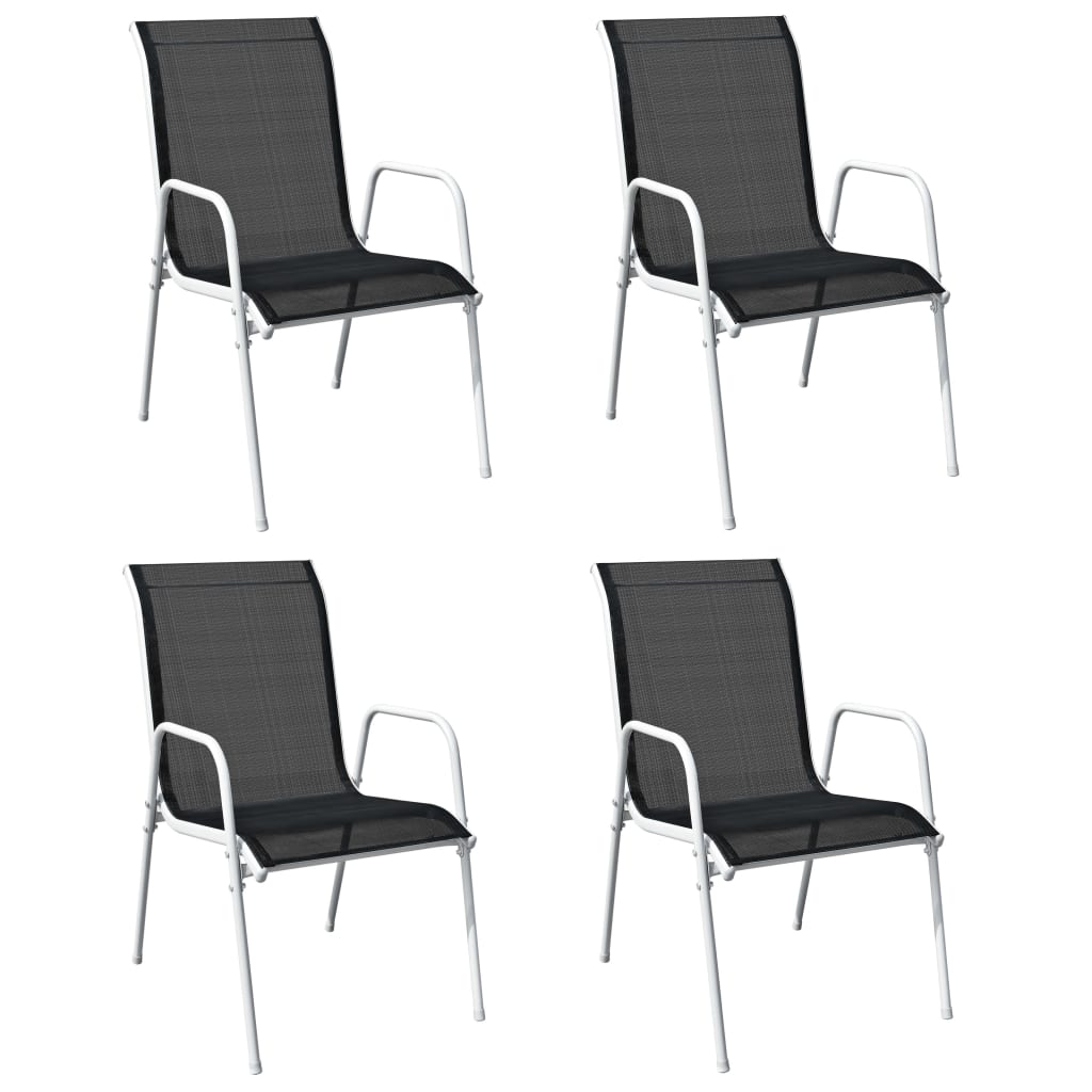 Stackable garden chairs 2 units steel and textilene black