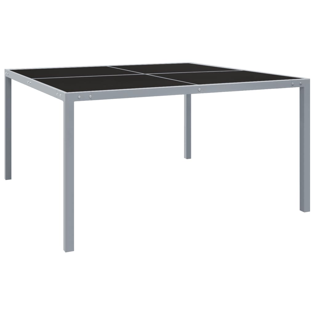 Mesa de jardín de acero y vidrio antracita 130x130x72 cm