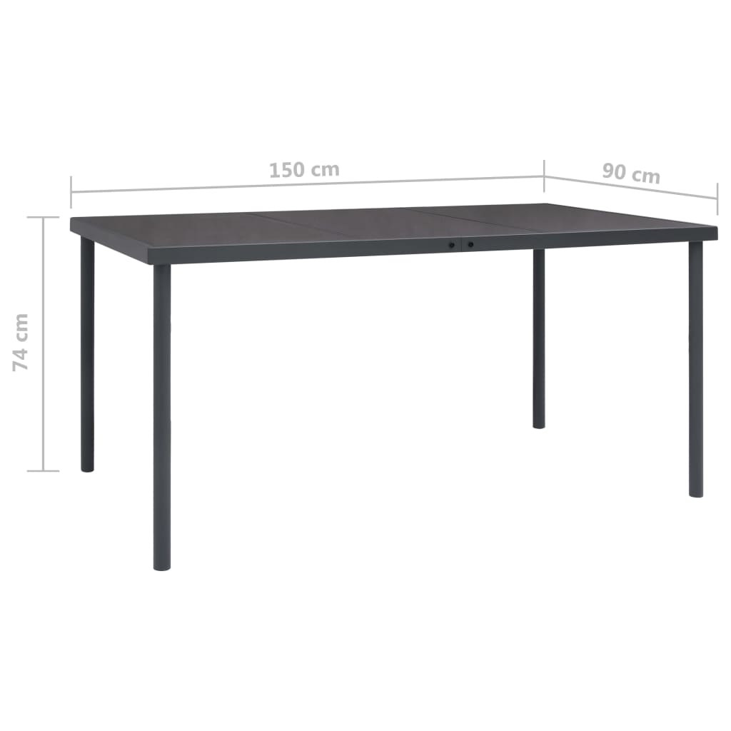 Mesa de comedor de jardín acero gris antracita 150x90x74 cm