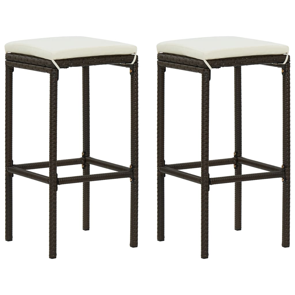 Kitchen stools with cushions 2 pcs synthetic rattan grey