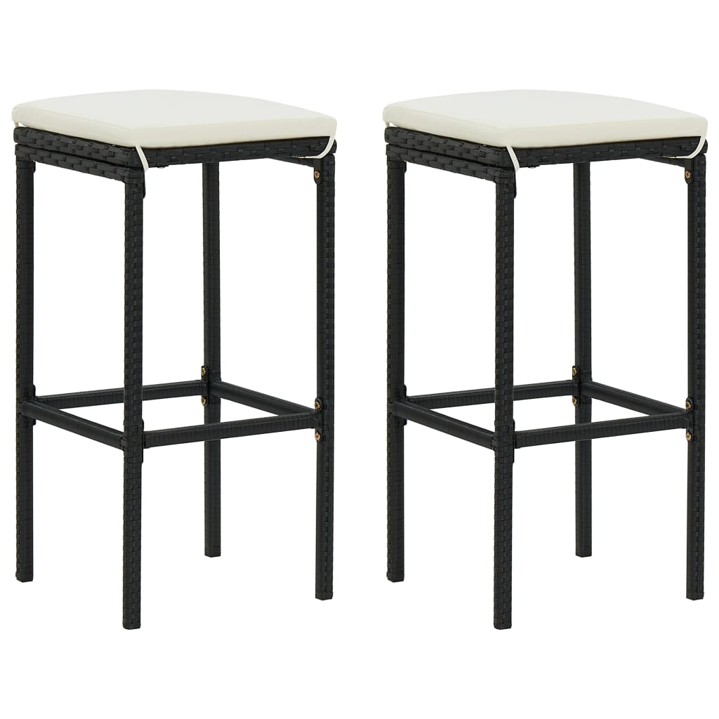Kitchen stools with cushions 2 pcs synthetic rattan grey