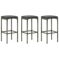 Taburetes de cocina con cojines 3 uds ratán sintético gris