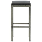 Taburetes de cocina con cojines 3 uds ratán sintético gris