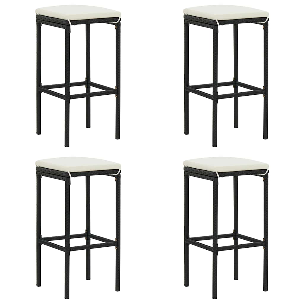 Bar stools with cushions 4 pcs poly rattan grey