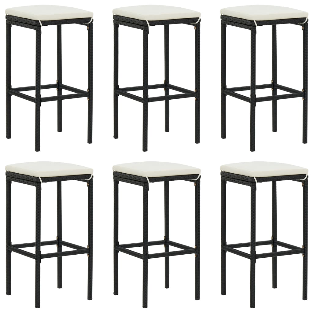 Taburetes de cocina con cojines 6 uds ratán sintético marrón