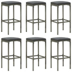 Taburetes de cocina con cojines 6 uds ratán sintético marrón