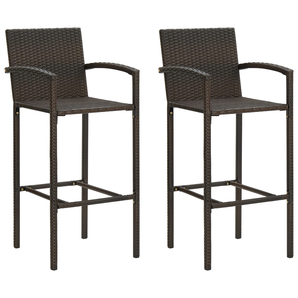 Kitchen stools 2 pcs synthetic rattan gray