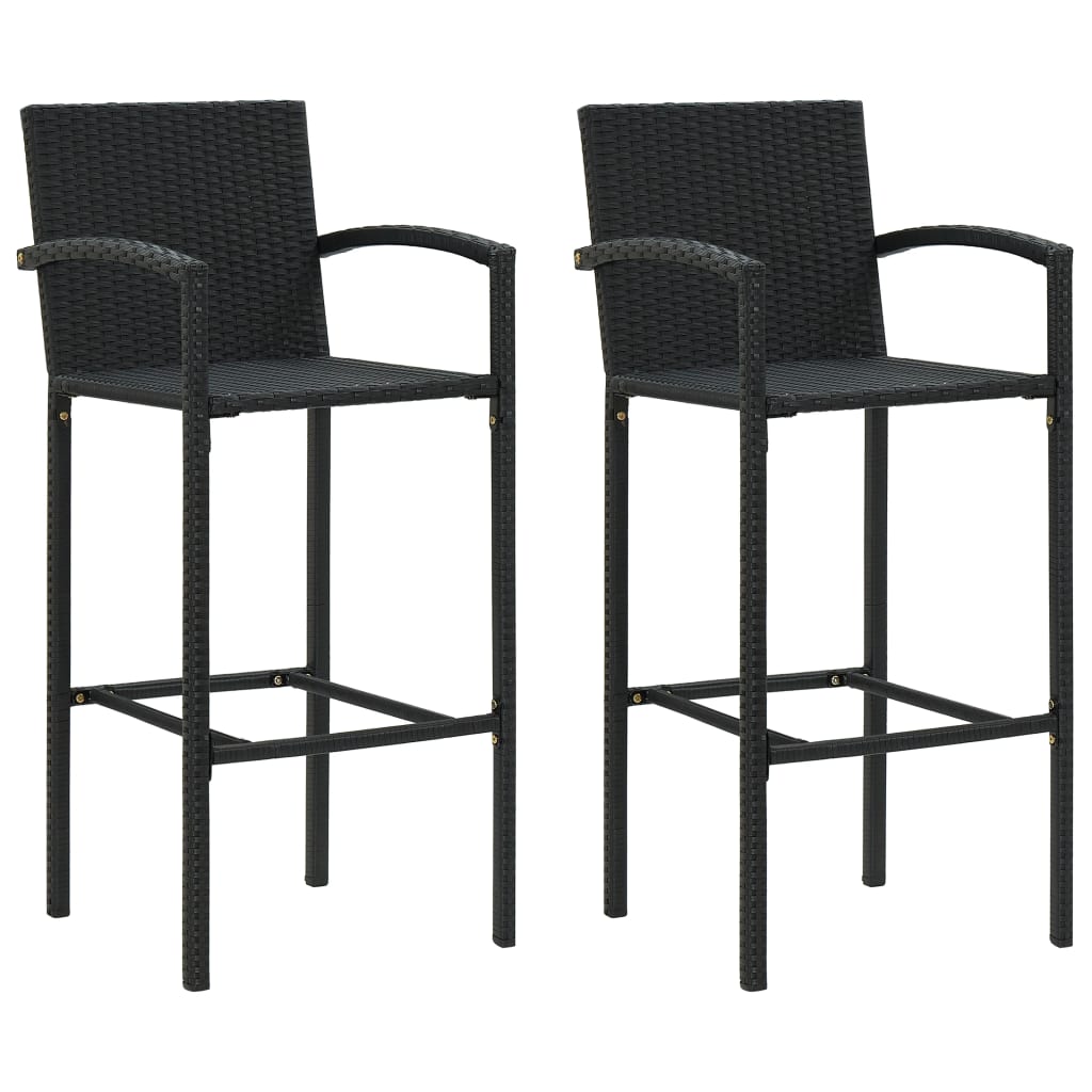 Kitchen stools 2 pcs synthetic rattan gray