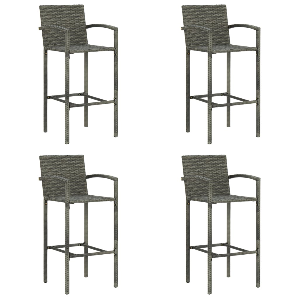 Kitchen stools 2 pcs synthetic rattan gray