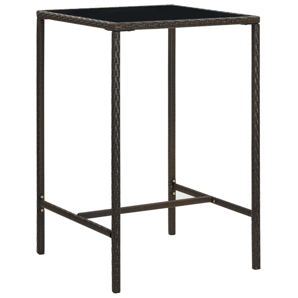 Mesa alta de jardín ratán sintético y vidrio gris 130x60x110cm
