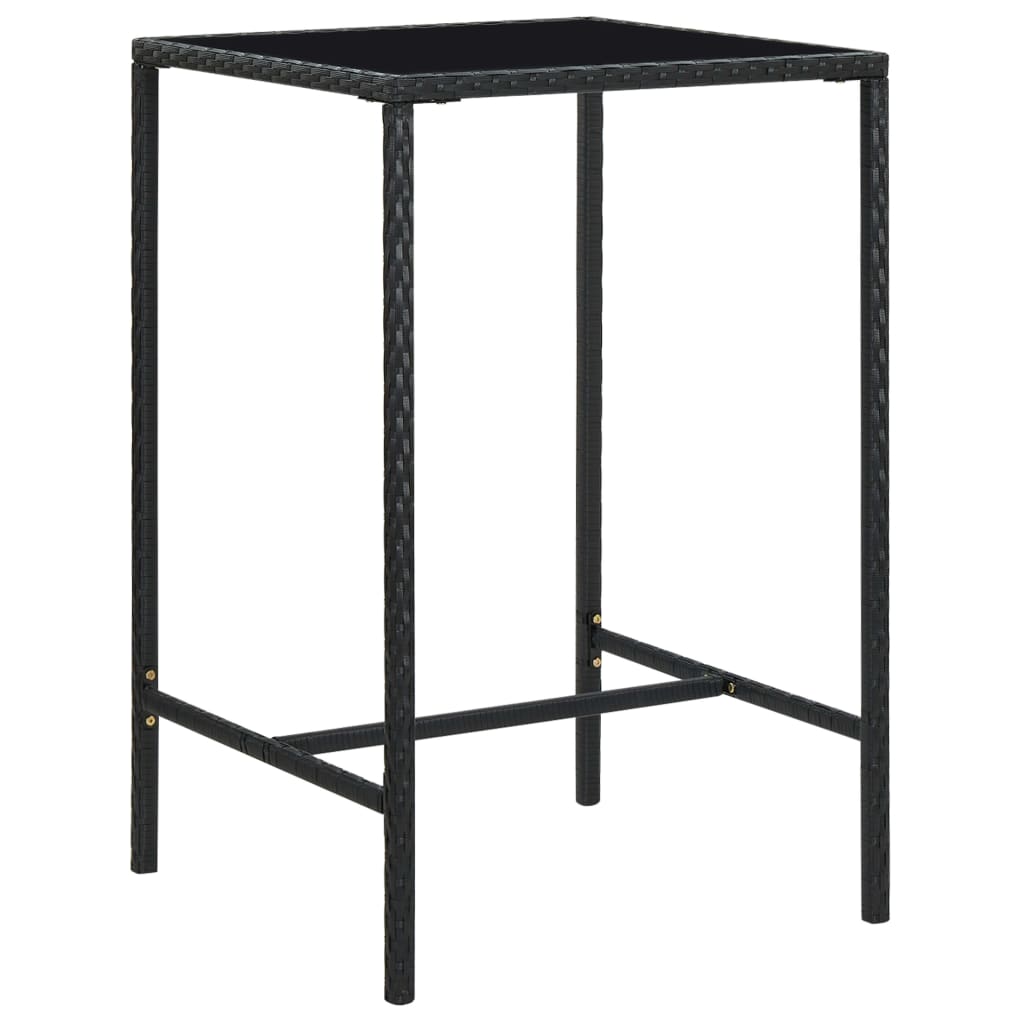 Mesa alta de jardín ratán sintético y vidrio gris 130x60x110cm