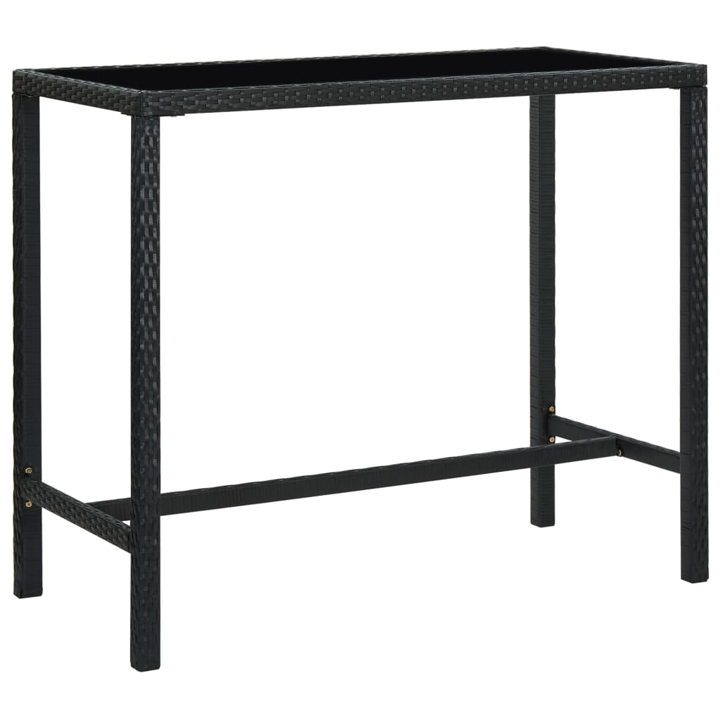 Mesa alta de jardín ratán sintético y vidrio gris 130x60x110cm