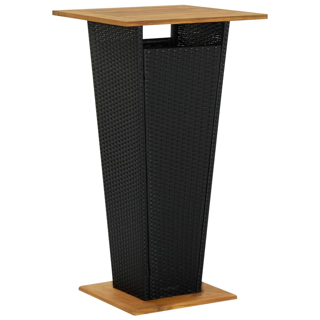 Mesa alta de jardín ratán sintético y vidrio gris 130x60x110cm