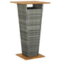 Mesa alta de jardín ratán sintético y vidrio gris 130x60x110cm