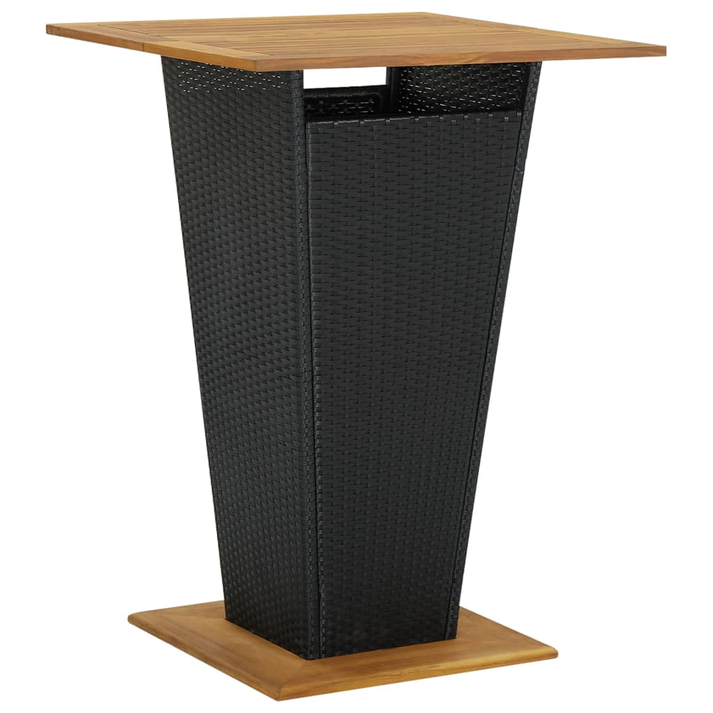 Mesa alta de jardín ratán sintético y vidrio gris 130x60x110cm