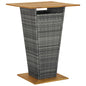 Mesa alta de jardín ratán sintético y vidrio gris 130x60x110cm