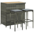 Set de mesa y sillas de bar jardín 3 pzas ratán sintético gris