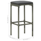Set de mesa y sillas de bar jardín 3 pzas ratán sintético gris
