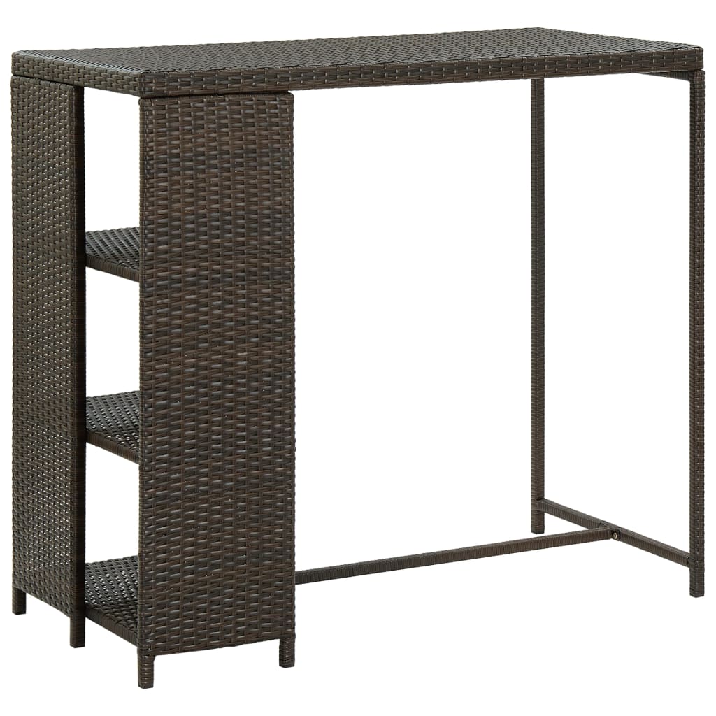 Bar table with storage shelf 120x60x110 cm synthetic rattan grey