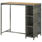 Mesa bar estante almacenaje 120x60x110 cm ratán sintético gris