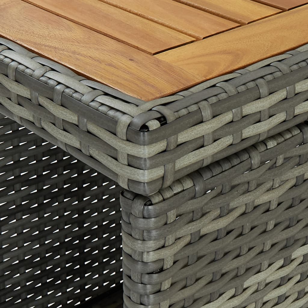 Mesa bar estante almacenaje 120x60x110 cm ratán sintético gris