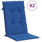Cojín silla de jardín respaldo alto 2 uds tela azul 120x50x3 cm