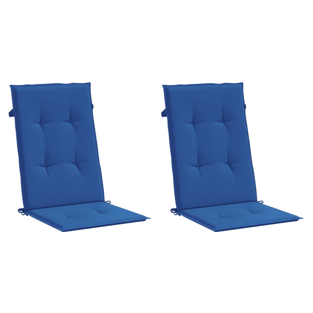 Cojín silla de jardín respaldo alto 2 uds tela azul 120x50x3 cm