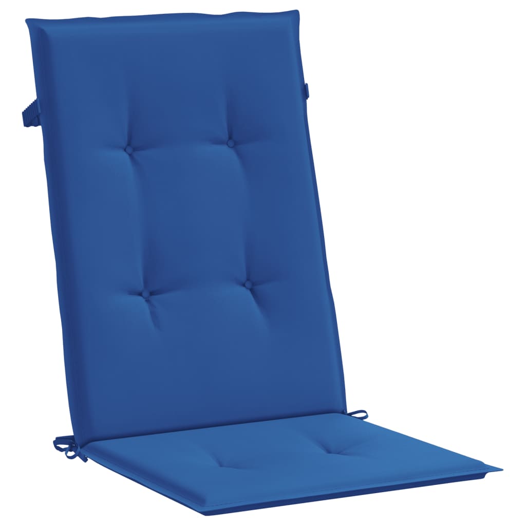 Cojín silla de jardín respaldo alto 2 uds tela azul 120x50x3 cm