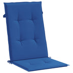 Cojín silla de jardín respaldo alto 2 uds tela azul 120x50x3 cm