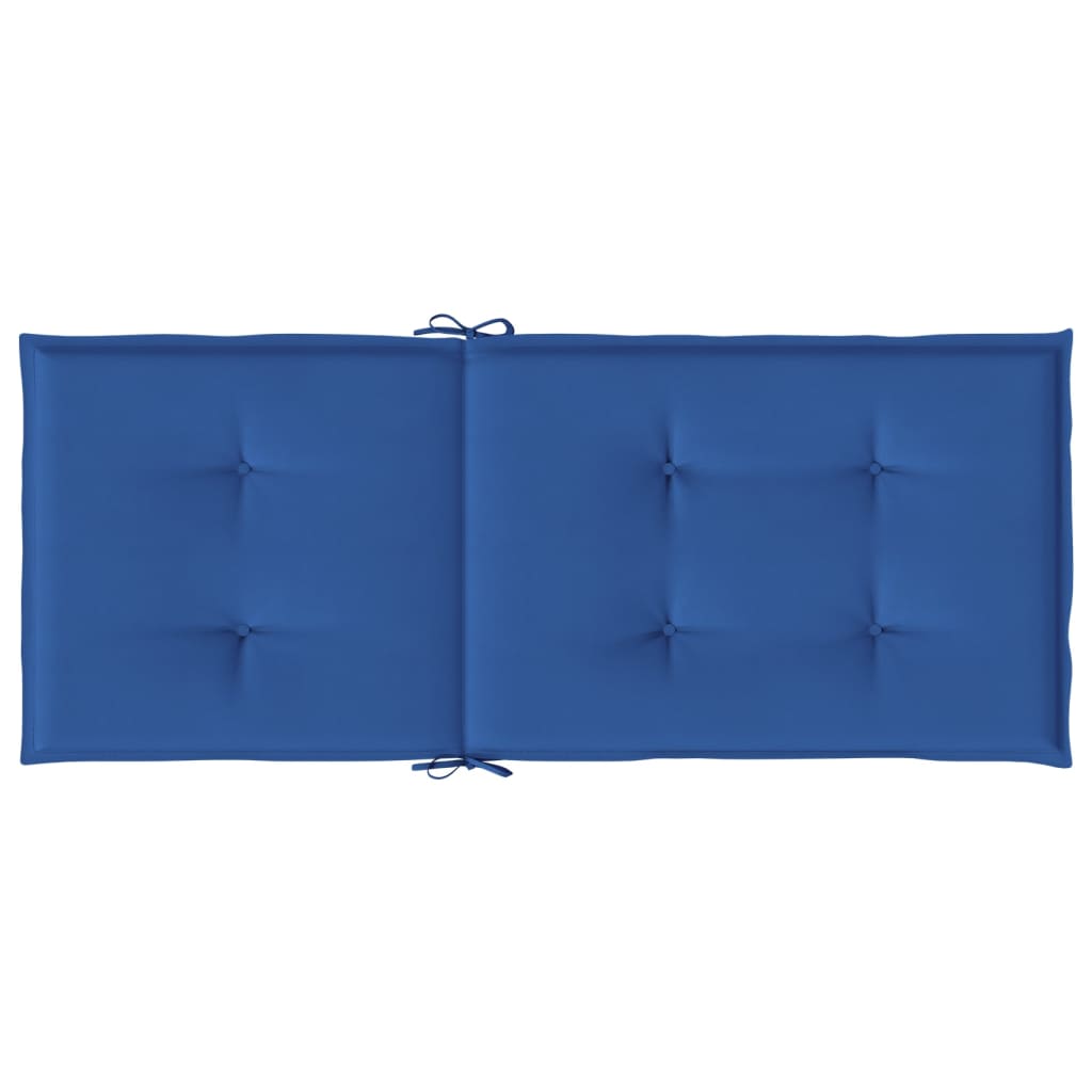 Cojín silla de jardín respaldo alto 2 uds tela azul 120x50x3 cm