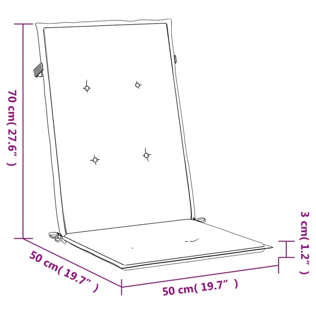 Cojín silla de jardín respaldo alto 2 uds tela azul 120x50x3 cm