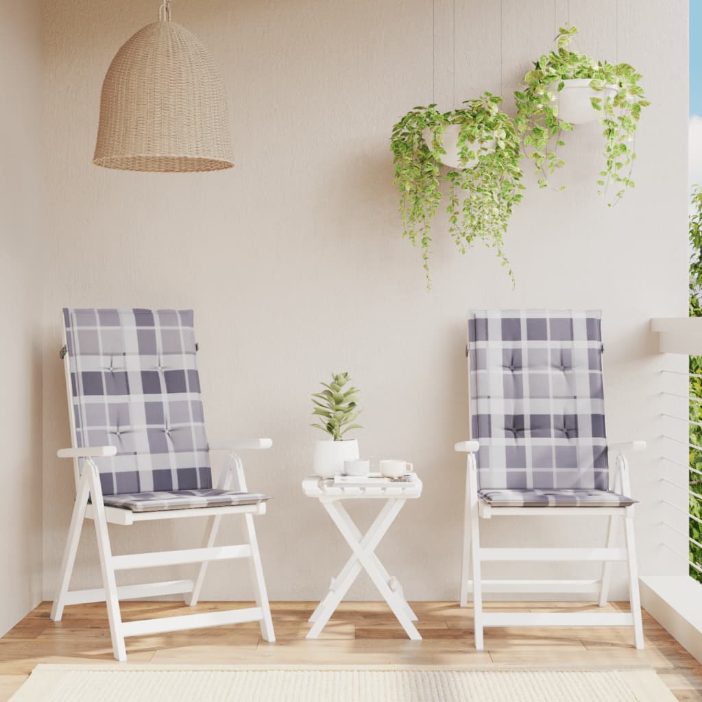 Cojín silla de jardín respaldo alto 2 uds tela azul 120x50x3 cm