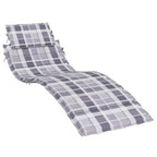Cojín de tumbona de tela Oxford a cuadros gris 186x58x4 cm