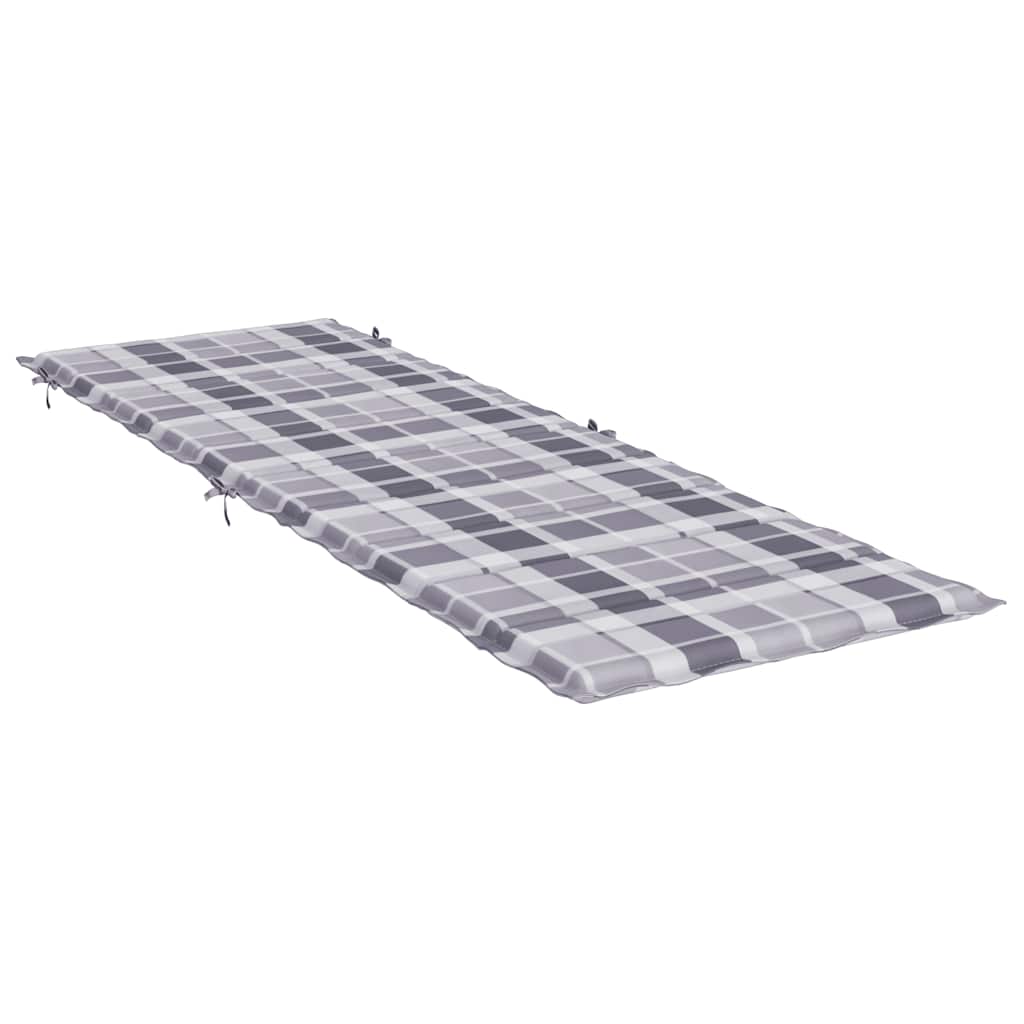 Cojín de tumbona de tela Oxford a cuadros gris 186x58x4 cm