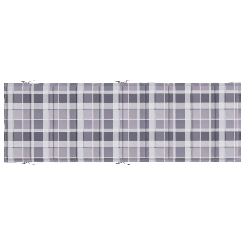 Cojín de tumbona de tela Oxford a cuadros gris 186x58x4 cm