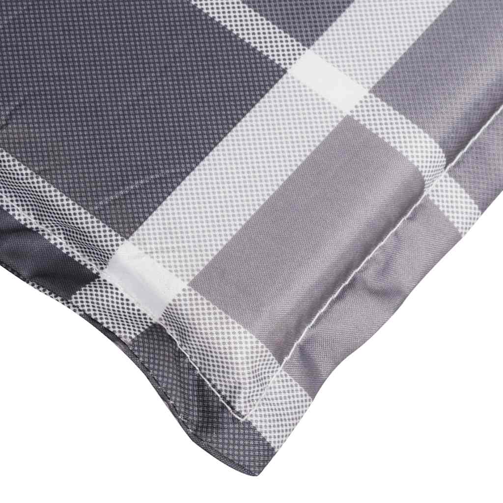 Cojín de tumbona de tela Oxford a cuadros gris 186x58x4 cm